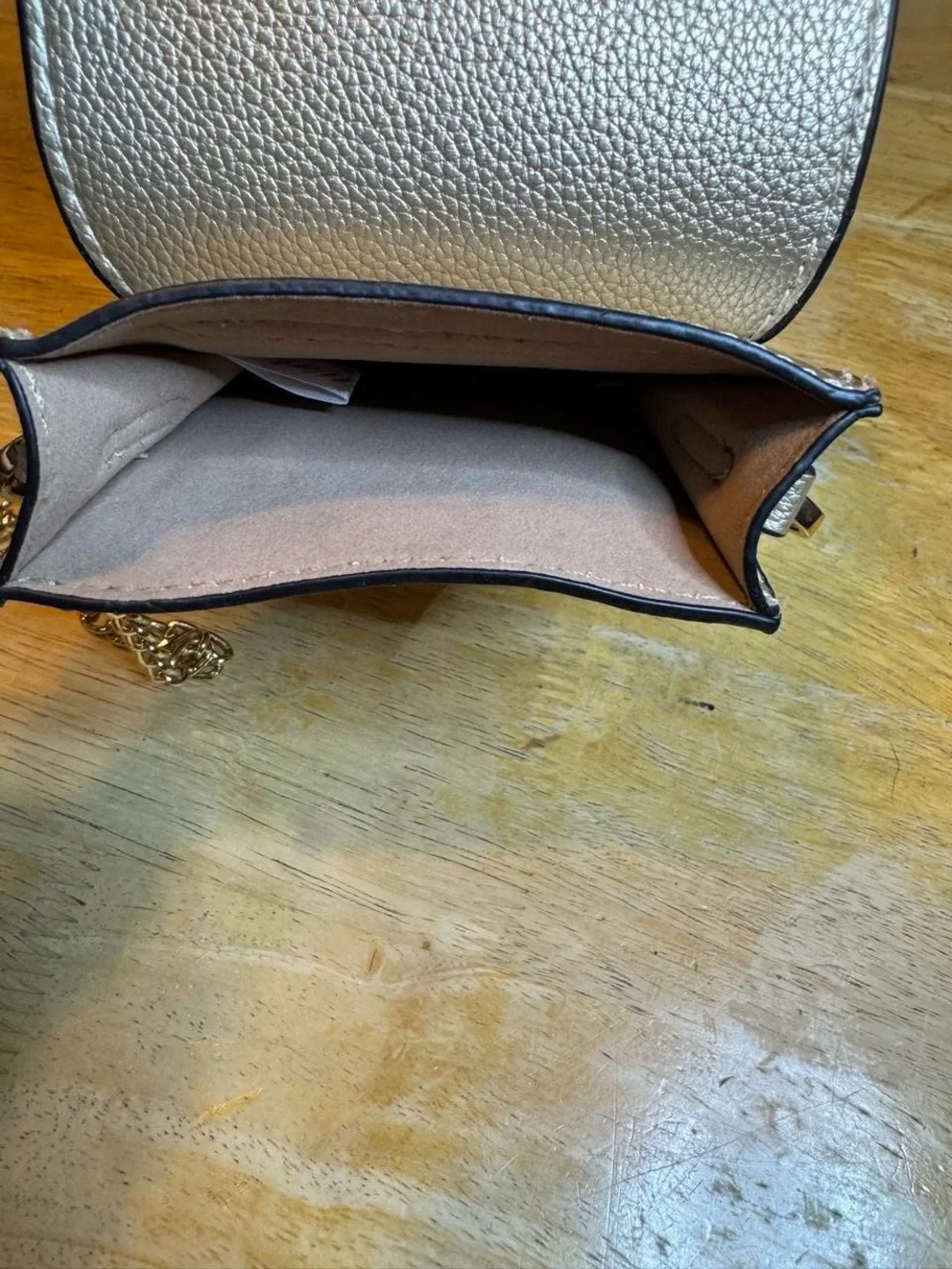 Metallic Gold Crossbody Phone Bag with Chain Strap